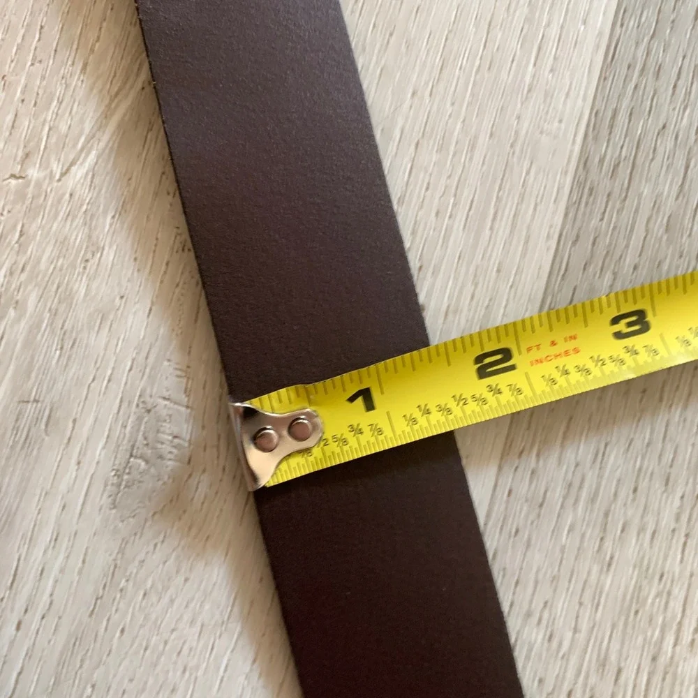 Custom Leather Mens Brown Genuine Leather Belt Silver Buckle Made in Canada 42